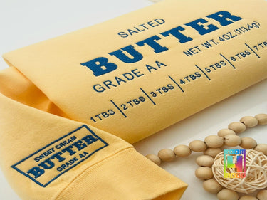 Salted Butter Embroidery Sweatshirt, Stick Of Butter Sweater, Funny Baker Gift, Baking Shirt, Foodie Chef Shirt, Butter Lover Gift, Sleeve
